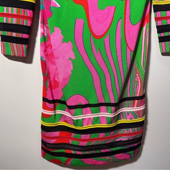 Roberto Cavalli Printed Scoop Neck Long Sleeve Mini Dress Size 44/ Size 8 - Picture 10 of 16